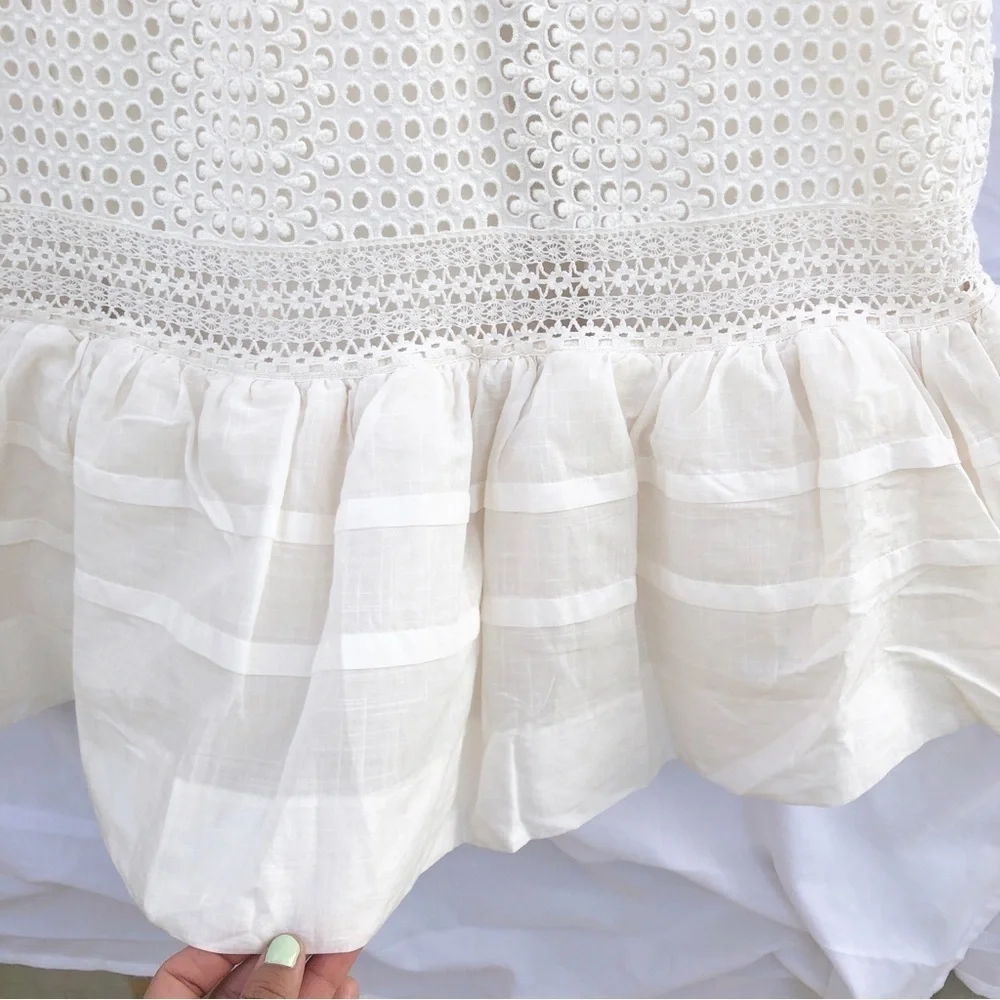 J. CREW COLLECTION | RUFFLE-HEM SPAGHETTI STRAP EYELET DRESS SIZE 8